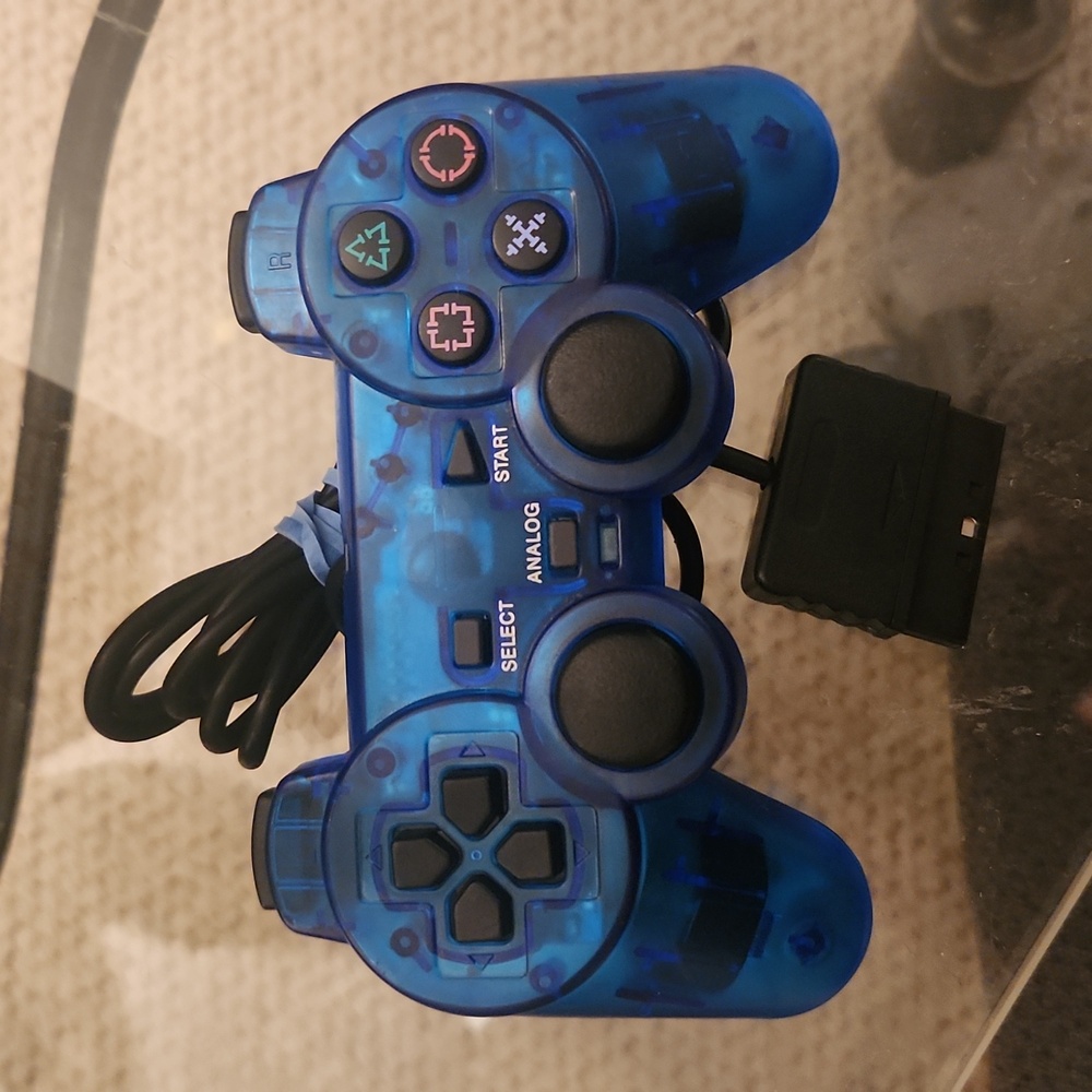 PS2 OCEAN BLUE CLEAR CONTROLLER DUALSHOCK